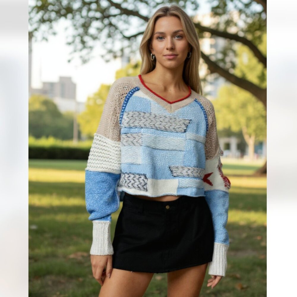 NWOT $149 Urban Outfitter X BDG Johnny Patchwork Pullover Sweater Small